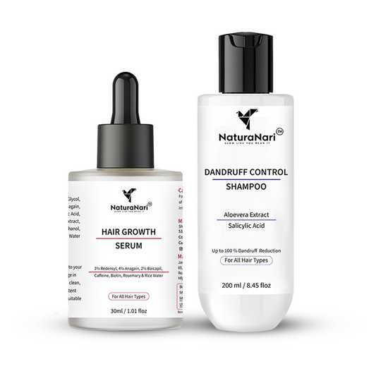 NaturaNari Hair Care Combo | Hair Growth Serum (30ml) & Dandruff Control Shampoo (200ml)