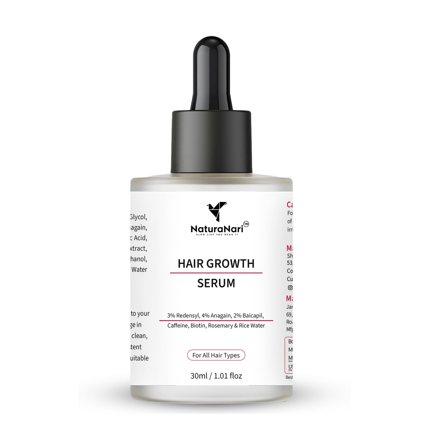 Hair Growth Serum with 3% Redensyl, 4% Anagain, 2% Baicapil | For All Hair Types | 30 ml