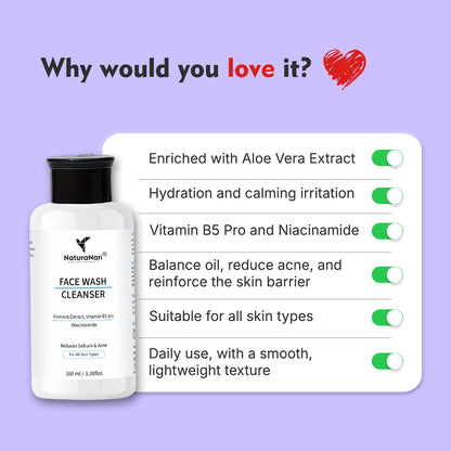 NaturaNari Skincare Routine Kit | Face Wash Cleanser (100 ml) + Moisturising Sunscreen SPF 50+ PA+++ (30 ml)