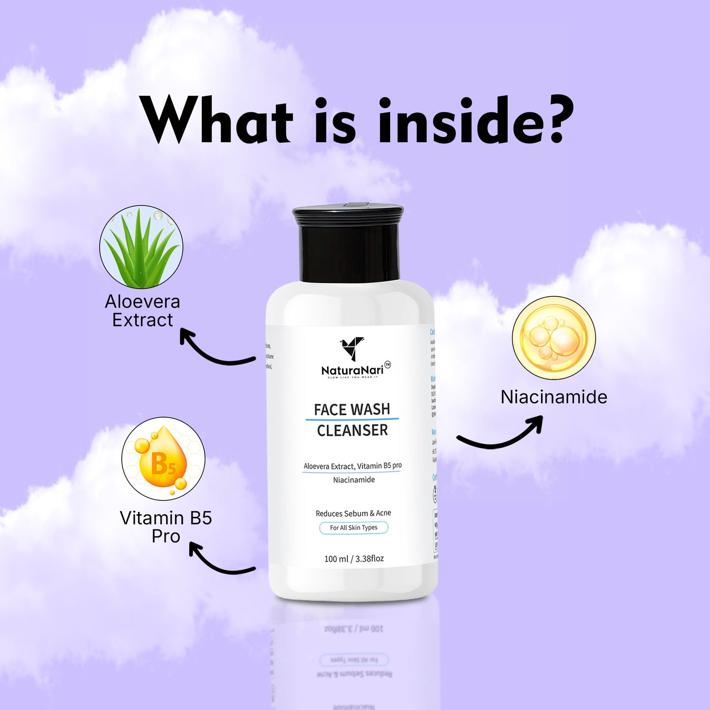 NaturaNari Skincare Routine Kit | Face Wash Cleanser (100 ml) + Moisturising Sunscreen SPF 50+ PA+++ (30 ml)