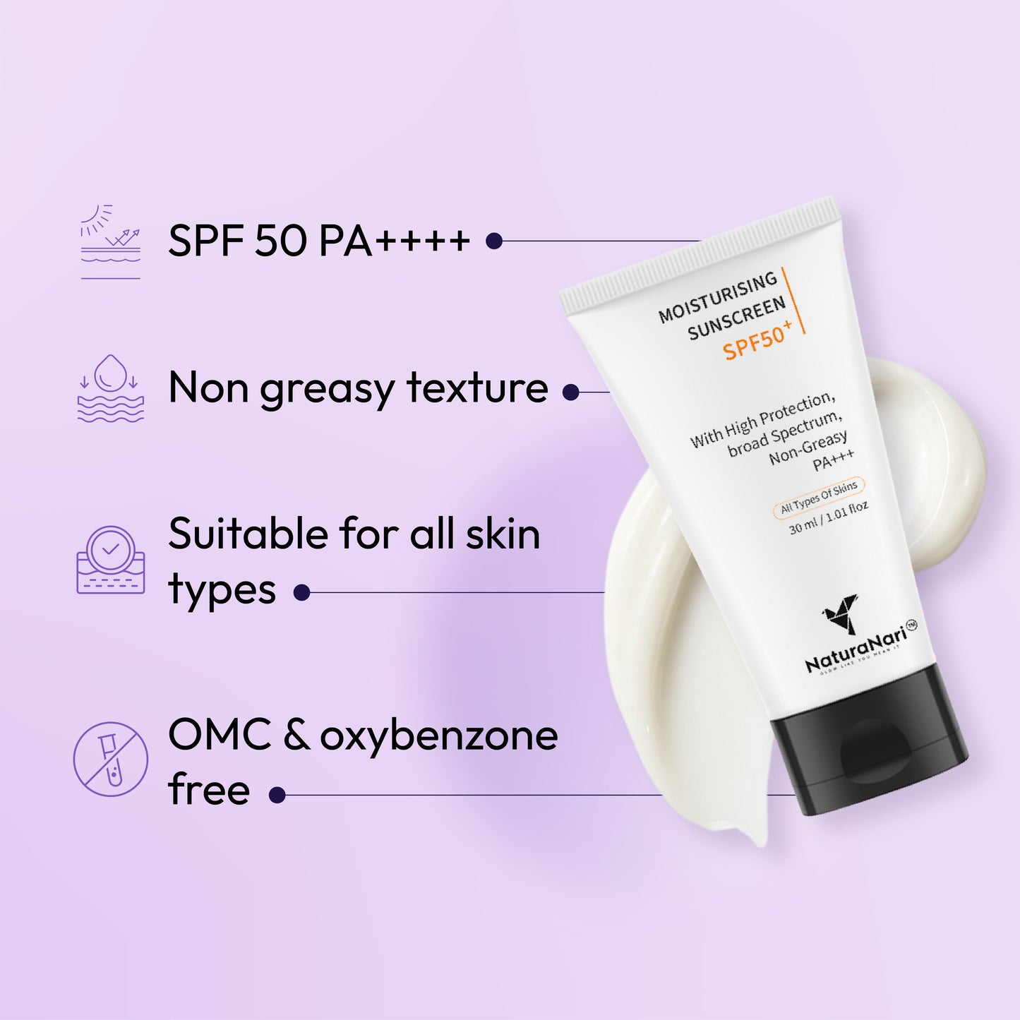 2 In 1 Moisturising Sunscreen SPF 50+ PA+++ – Non-Greasy Broad Spectrum Sun Protection for All Skin Types