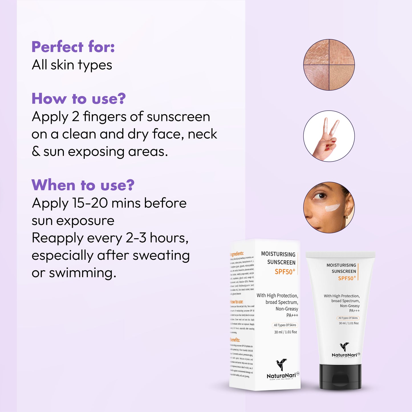 2 In 1 Moisturising Sunscreen SPF 50+ PA+++ – Non-Greasy Broad Spectrum Sun Protection for All Skin Types