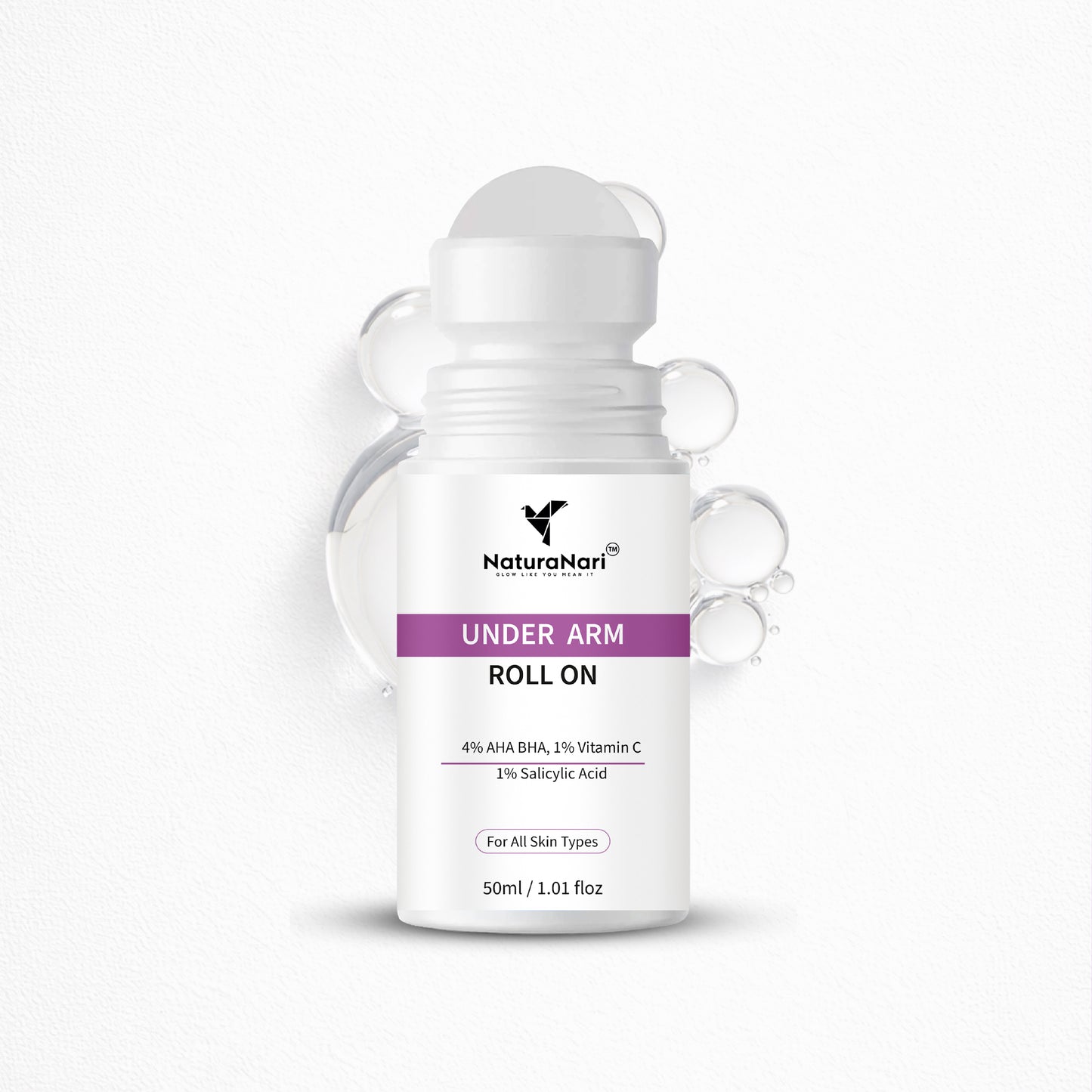 Under Arm Roll-On with AHA BHA, Vitamin C & Salicylic Acid | Brightens Dark Underarms, Reduces Odour & Bumps | For All Skin Types