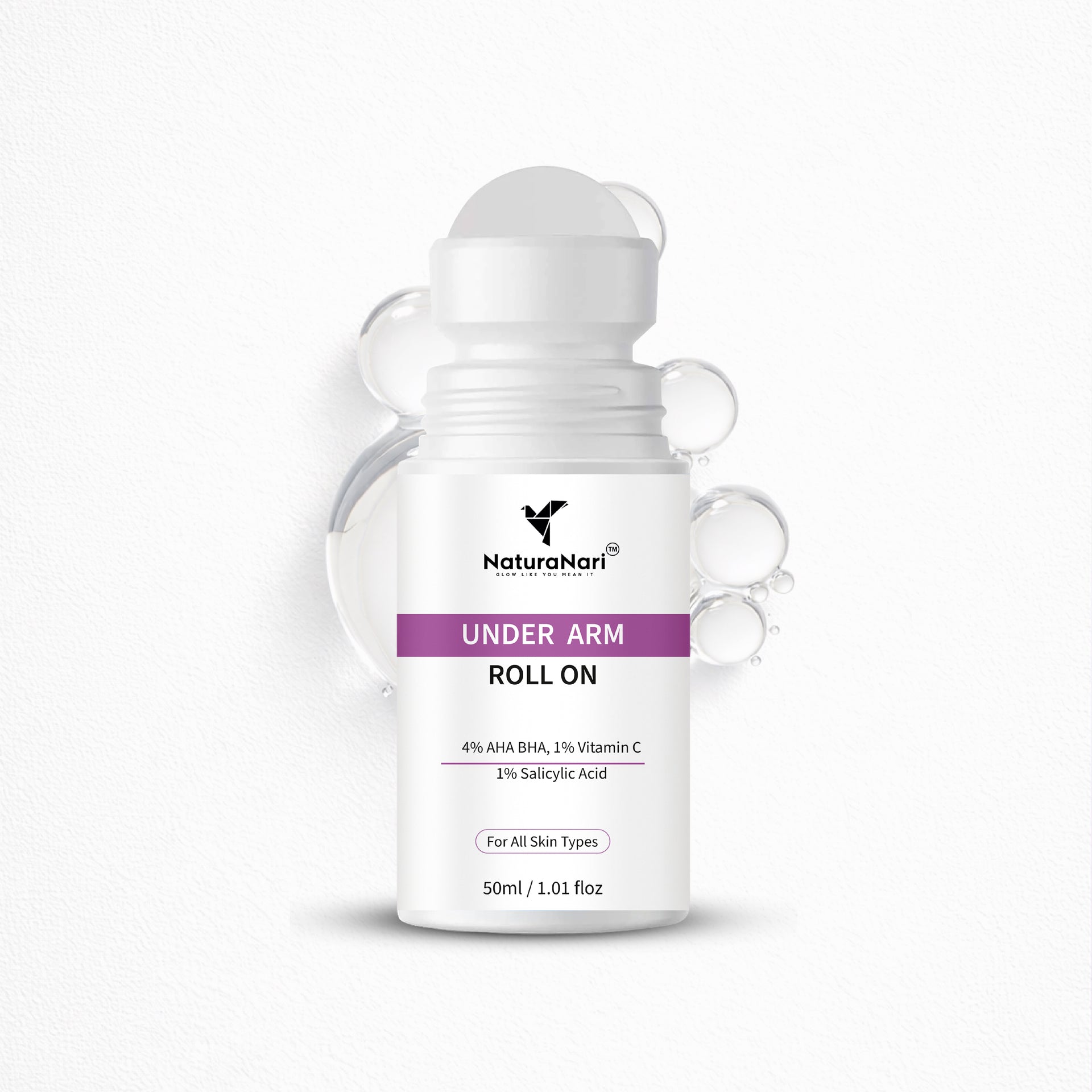 Under Arm Roll-On with AHA BHA, Vitamin C & Salicylic Acid | Brightens Dark Underarms, Reduces Odour & Bumps | For All Skin Types