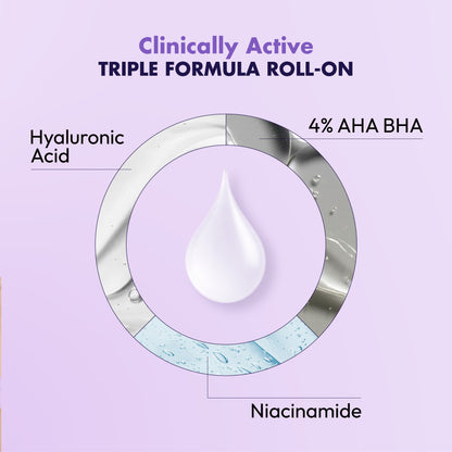 Under Arm Roll-On with AHA BHA, Vitamin C & Salicylic Acid | Brightens Dark Underarms, Reduces Odour & Bumps | For All Skin Types