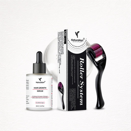 NaturaNari Hair Growth Kit | Hair Growth Serum (30 ml) & Roller (540 Titanium Needles – 0.5mm)