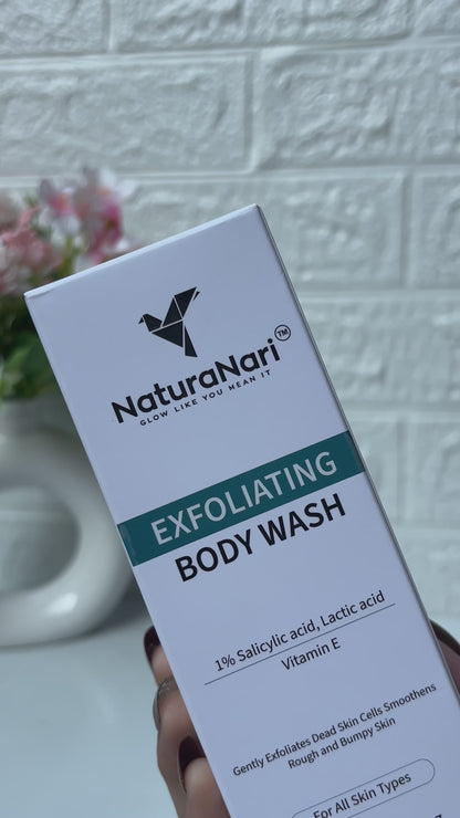 NaturaNari Exfoliating Body Wash with 1% Salicylic Acid, Lactic Acid, and Vitamin E  | 200 ml