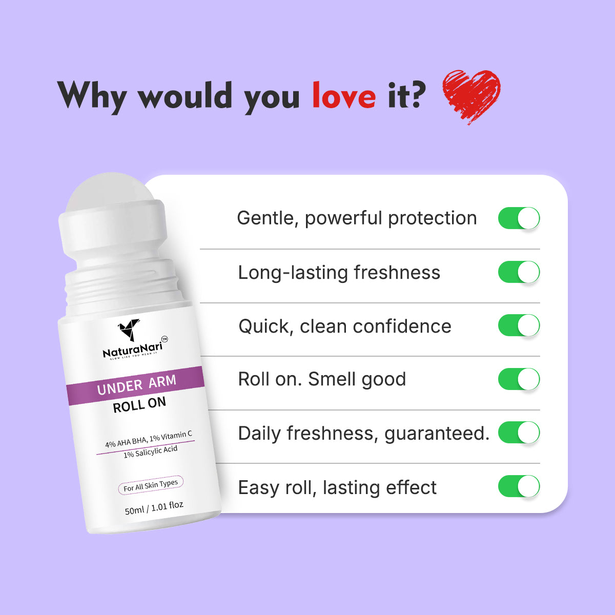 AHA BHA Underarm Roll On | For Women and men | 50ml